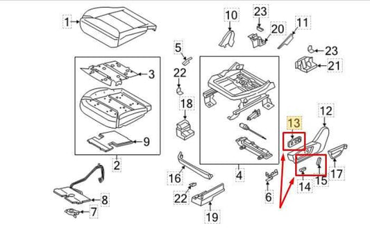 2016-2025 Ford Explorer Front Right Power Seat Adjustment Switch DG9Z-14A701-ABL - Alshned Auto Parts