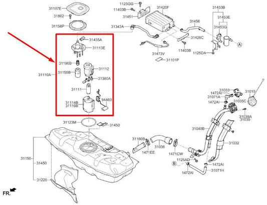 2012-2015 Kia Rio 1.6L Fuel Pump Assembly 31110-1R500 OEM - Alshned Auto Parts