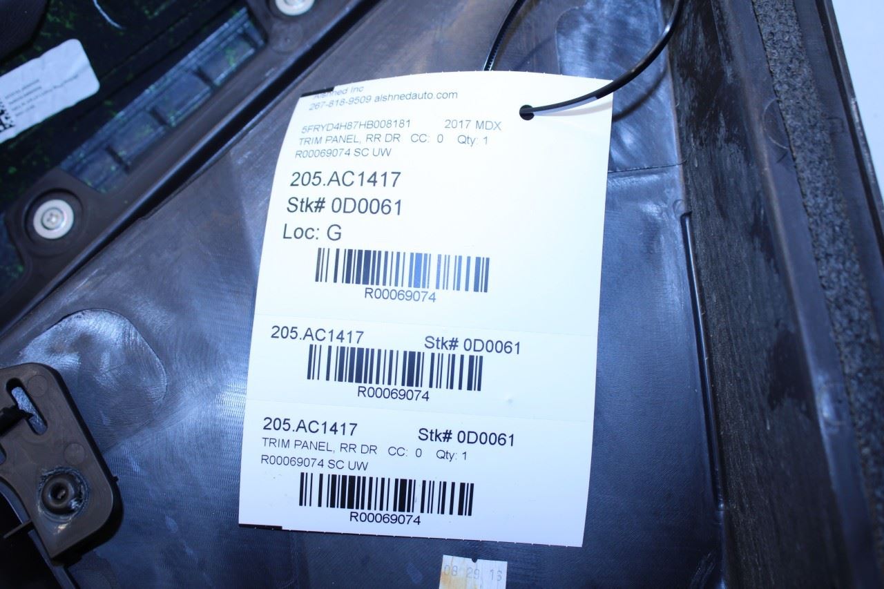 2017-2018 Acura MDX Advance Rear Left Driver Door Trim Panel 83751-TZ5-H91ZC OEM - Alshned Auto Parts