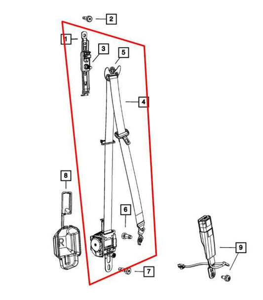 2014-18 Jeep Grand Cherokee Limited Front RH Side Seat Belt Retractor 1VL06DX9AE - Alshned Auto Parts