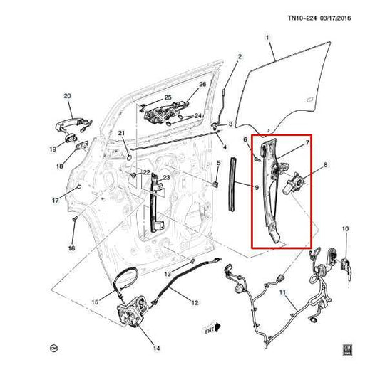 2017-2023 GMC Acadia SLT-1 Rear Right Door Window Regulator w/ Motor 84932476 - Alshned Auto Parts