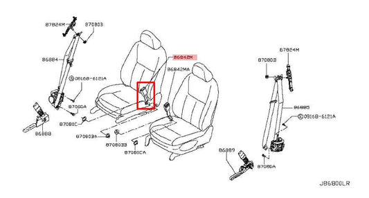 2016-20 Infiniti Q50 Luxe RWD 3.0L Front Right Side Seat Belt Buckle 86842-4HK5A - Alshned Auto Parts