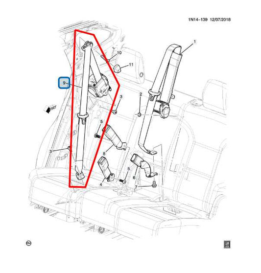 19-24 Chevrolet Blazer 2LT Rear Passenger Right Side 2nd Row Seat Belt Retractor - Alshned Auto Parts