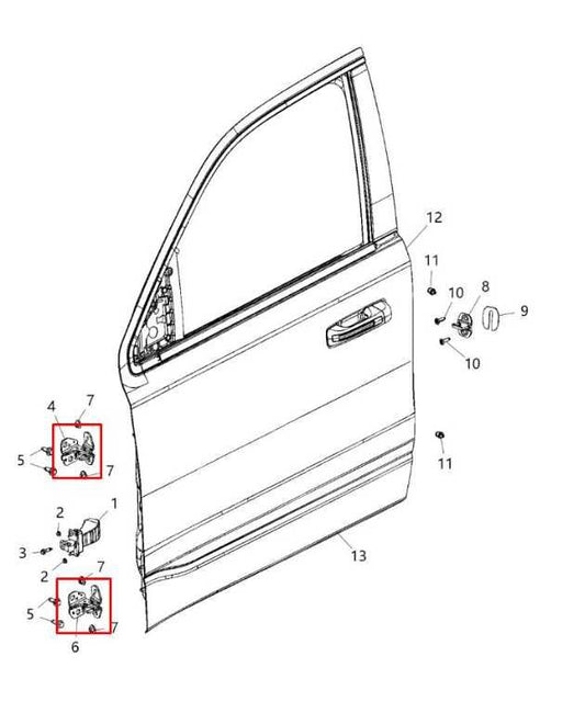 19-25 RAM 1500 Crew Cab Rear and Front Left Side Door Hinge Upper and Lower Set - Alshned Auto Parts