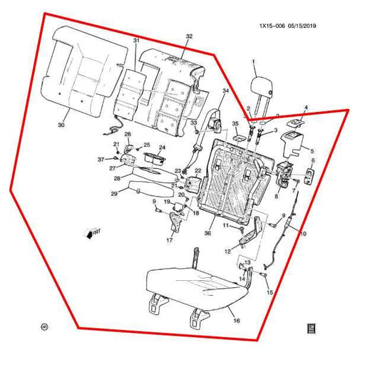 18-24 GMC Terrain Denali Rear Left 2nd Row Seat Complete w/ Armrest 84668013 OEM - Alshned Auto Parts