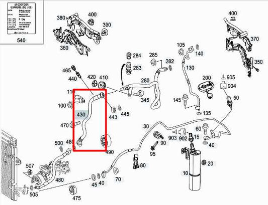 08-11 Mercedes-Benz S550 AC Conditioning Refrigerant Suction Hose 221-830-68-16 - Alshned Auto Parts