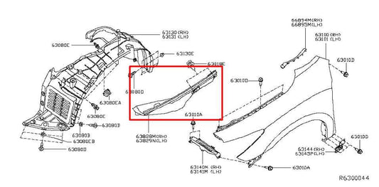2014-20 Infiniti QX60 Front Right Side Fender Finish Plate Cover 638E8-3JA1B OEM - Alshned Auto Parts