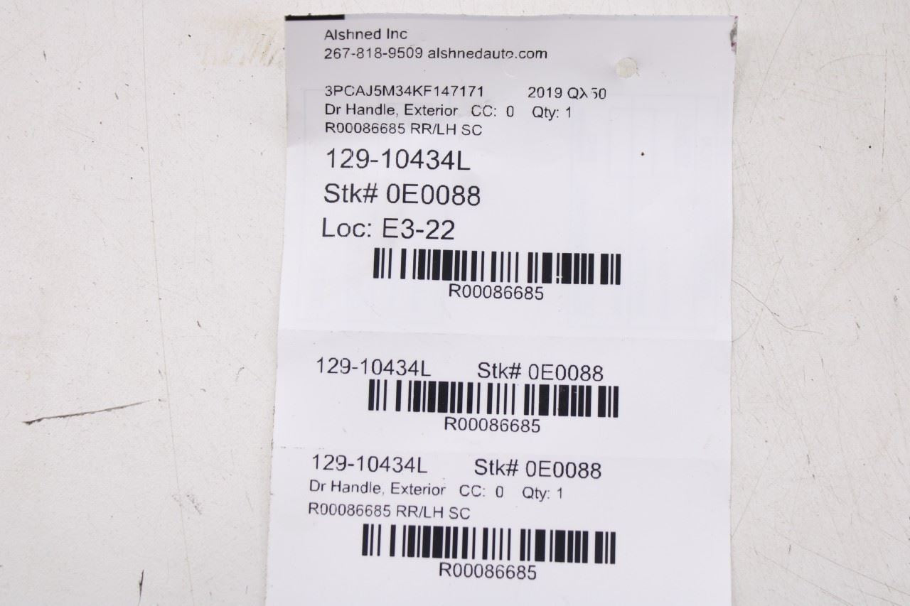 2019-21 Infiniti QX50 ESSENTIAL 2.0L Rear Driver Left Side Door Exterior Handle - Alshned Auto Parts