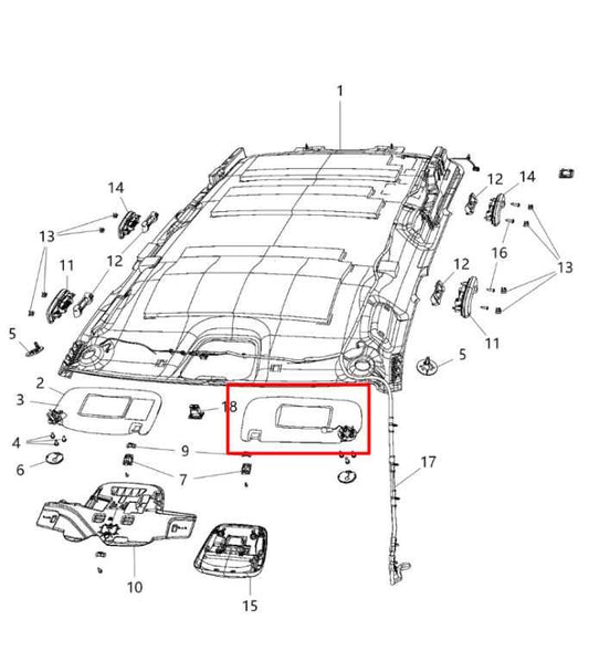 14-21 Jeep Grand Cherokee Front Driver Left Side Sun Visor w/ Illuminated Mirror - Alshned Auto Parts