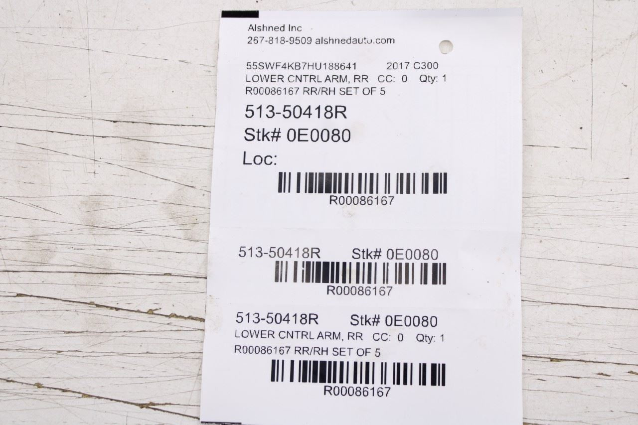 08-23 Mercedes-Benz C300 4Matic AWD Rear Suspension RH Side Control Arm Set of 5 - Alshned Auto Parts
