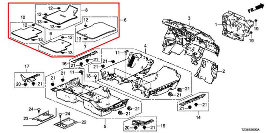2015-17 Acura TLX Tech 3.5L Front and Rear RH and LH Side Carpet Floor Mats Set - Alshned Auto Parts