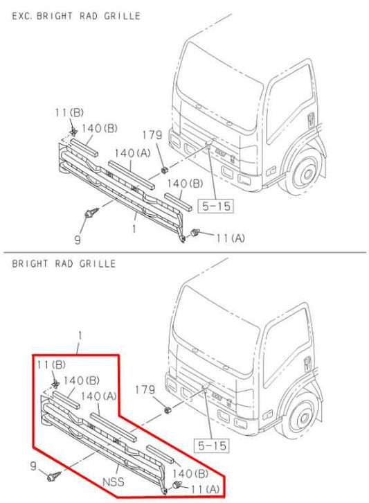 2012-20 Isuzu NPR HD 6.0L RWD Front Radiator Grille Bright Chrome 8-98241-071-1 - Alshned Auto Parts