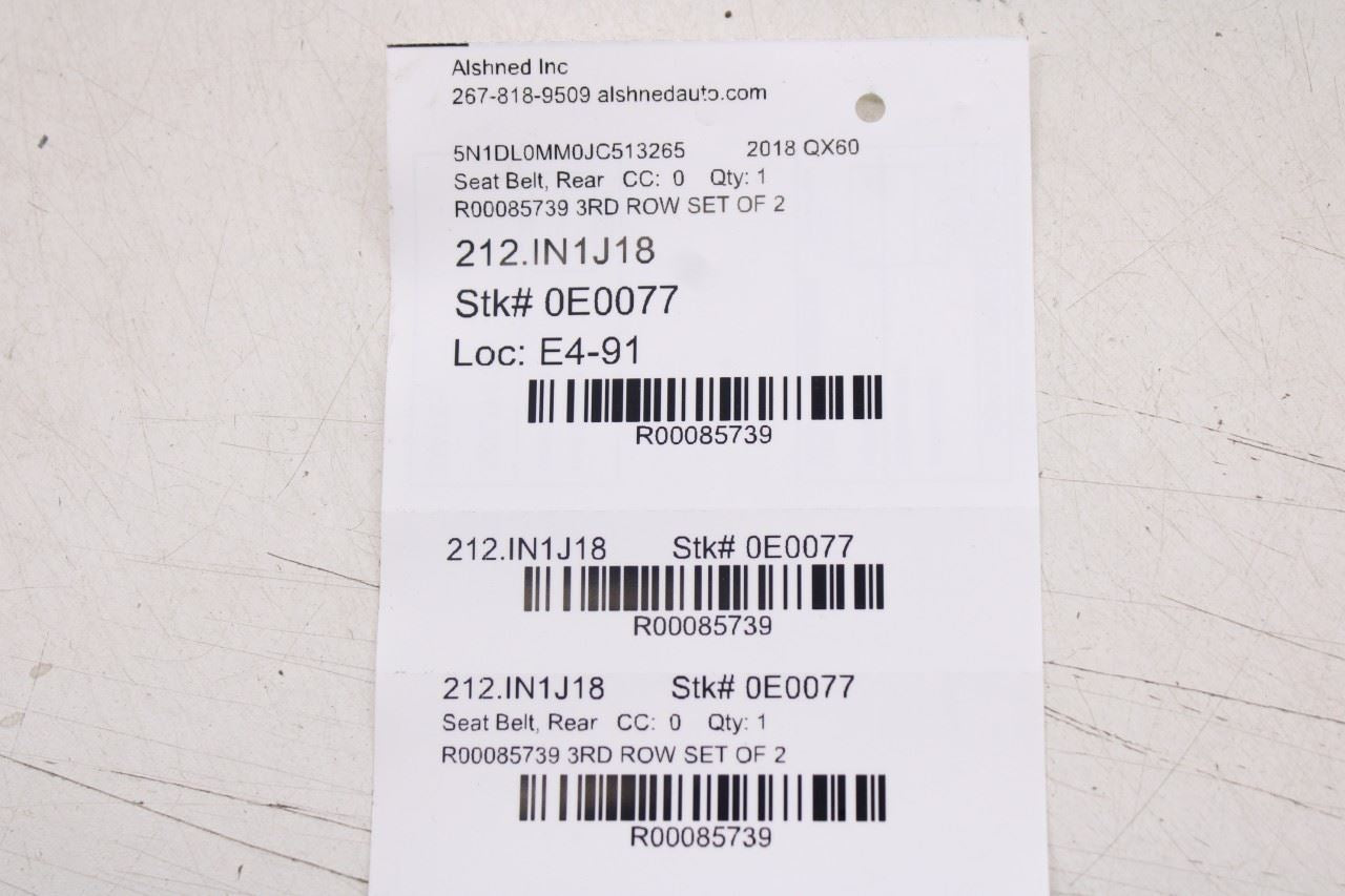 2014-20 Infiniti QX60 3.5L Rear Right and Left Side 3rd Row Seat Belt Retractor23