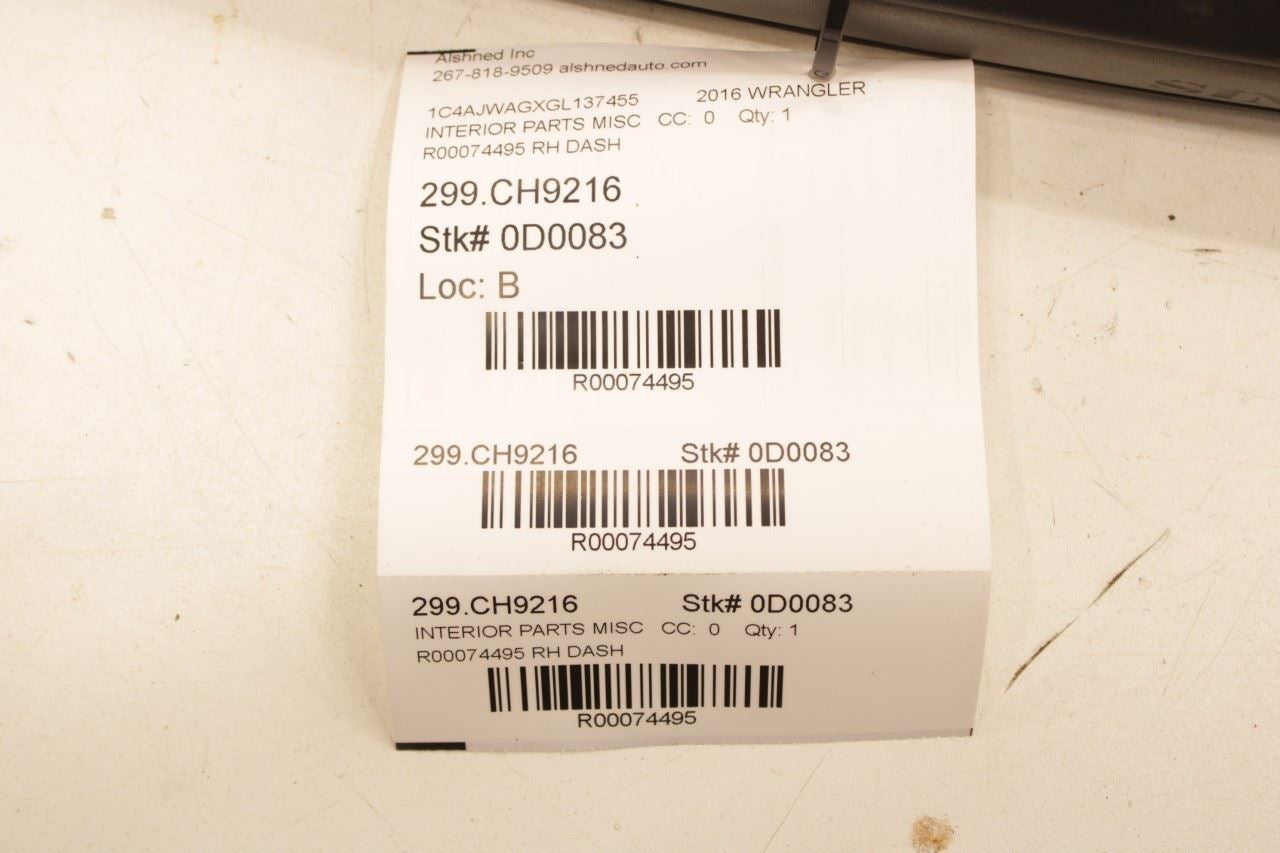 2011-18 Jeep Wrangler Sport 2dr Front Dashboard Passenger Right Side Grab Handle - Alshned Auto Parts