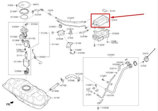2014-2019 Kia Soul 1.6L Fuel Vapor Evaporator Emission Canister 31410-B2500 OEM - Alshned Auto Parts