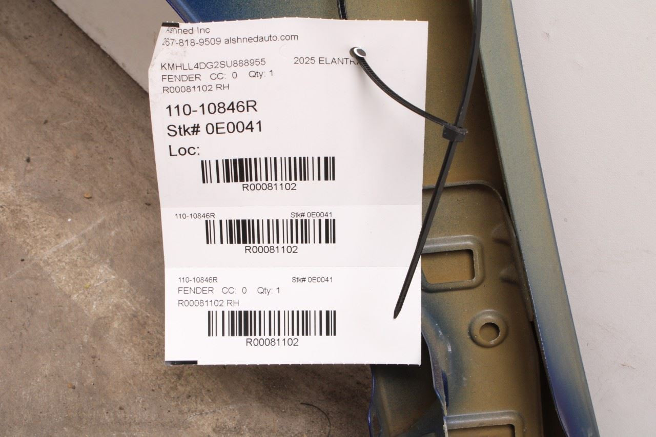 2024-2025 Hyundai Elantra SE Front Right Passenger Side Fender Panel 66320-AA5009