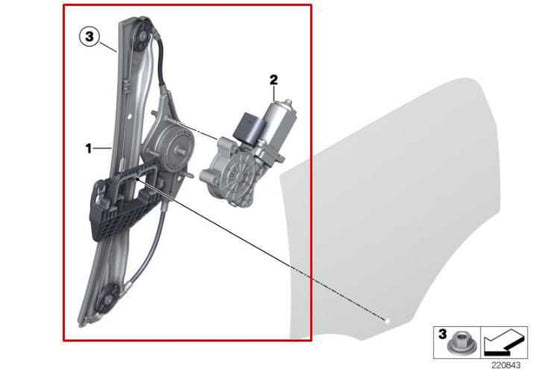 2011-2016 Mini Countryman Cooper S Rear Left Side Door Window Regulator w/ Motor - Alshned Auto Parts