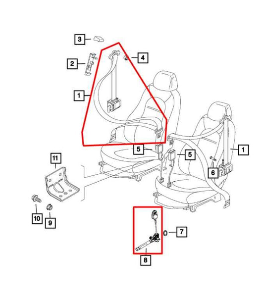2015-2022 RAM Promaster City Front Right Side Seat Belt Retractor 5YG69LXHAA OEM - Alshned Auto Parts