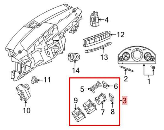 2011-16 Mercedes-Benz E350 Sport 4Matic Dash Left Side Headlight Control Switch - Alshned Auto Parts