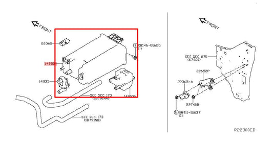 2012-21 Nissan NV 1500 4.0L Fuel Vapor Evaporator Emission Canister 14950-7S000 - Alshned Auto Parts