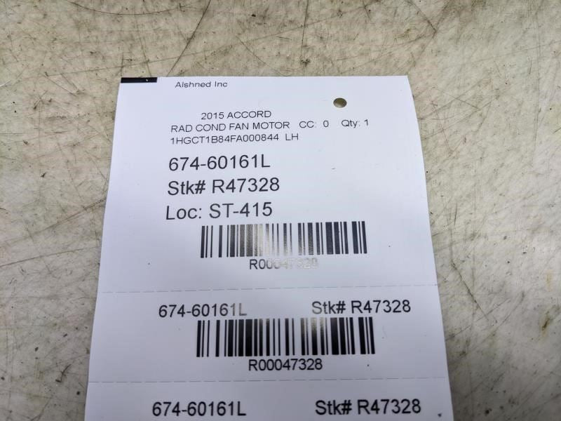 2011-2017 Honda Accord LH Radiator Cooling Fan Motor Assembly 19020-RWK-J01 OEM - Alshned Auto Parts