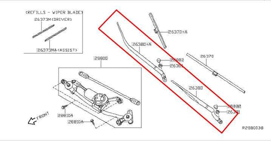 2013-2019 Nissan Sentra SV Front Right and Left Windshield Wiper Arm 28886-3SG0A - Alshned Auto Parts