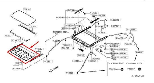 2014-2023 Infiniti Q50 Luxe RWD Sunroof Sunshade Cover 91250-4GA1A OEM - Alshned Auto Parts