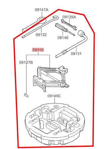05-16 Hyundai Azera Lift Jack and Tool Kit w/ Foam Holder Container 09110-3K000 - Alshned Auto Parts