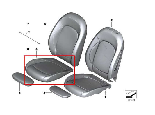 2016-19 Mini Cooper Clubman Front Right Side Seat Lower Cushion 52107340384 OEM - Alshned Auto Parts