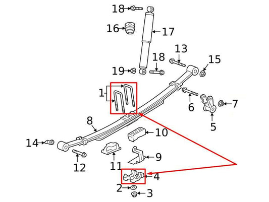 19-24 Chevrolet Silverado LT-L 4WD Rear Leaf Spring U Bolt Anchor Plate Set of 2 - Alshned Auto Parts