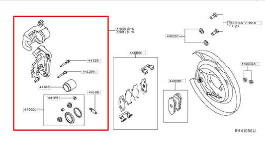 2008-2024 Nissan Murano Platinum Rear Right Side Brake Disc Caliper 44001-1AA0A - Alshned Auto Parts