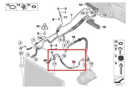 10-15 BMW 750Li xDrive 4.4L AC Conditioning Discharge Pressure Hose 64539119995 - Alshned Auto Parts