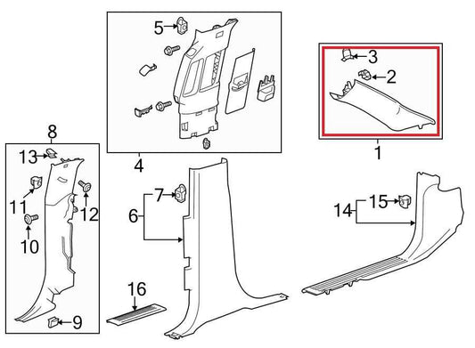 2014-2019 Chevrolet Silverado 1500 2WT Front RH and LH A-Pillar Molding 23483729 - Alshned Auto Parts