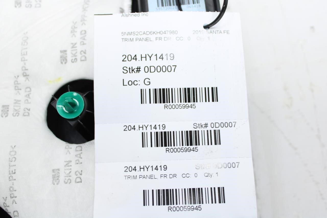 2019-2023 Hyundai Santa Fe Front Right Passenger Door Trim Panel 82302-S2110-NNB - Alshned Auto Parts