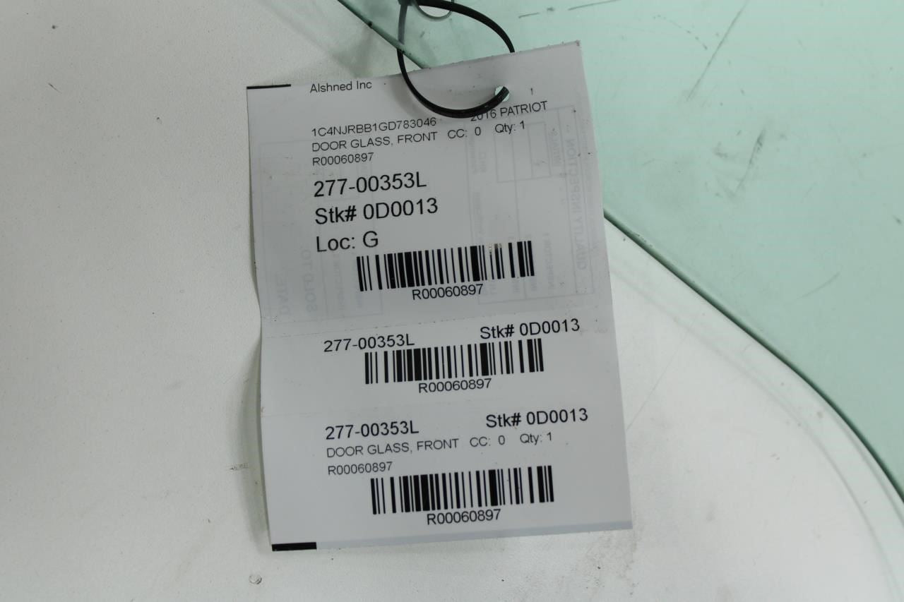 2007-2017 Jeep Patriot Sport SE Front Left Side Door Window Glass 5155449AC OEM - Alshned Auto Parts