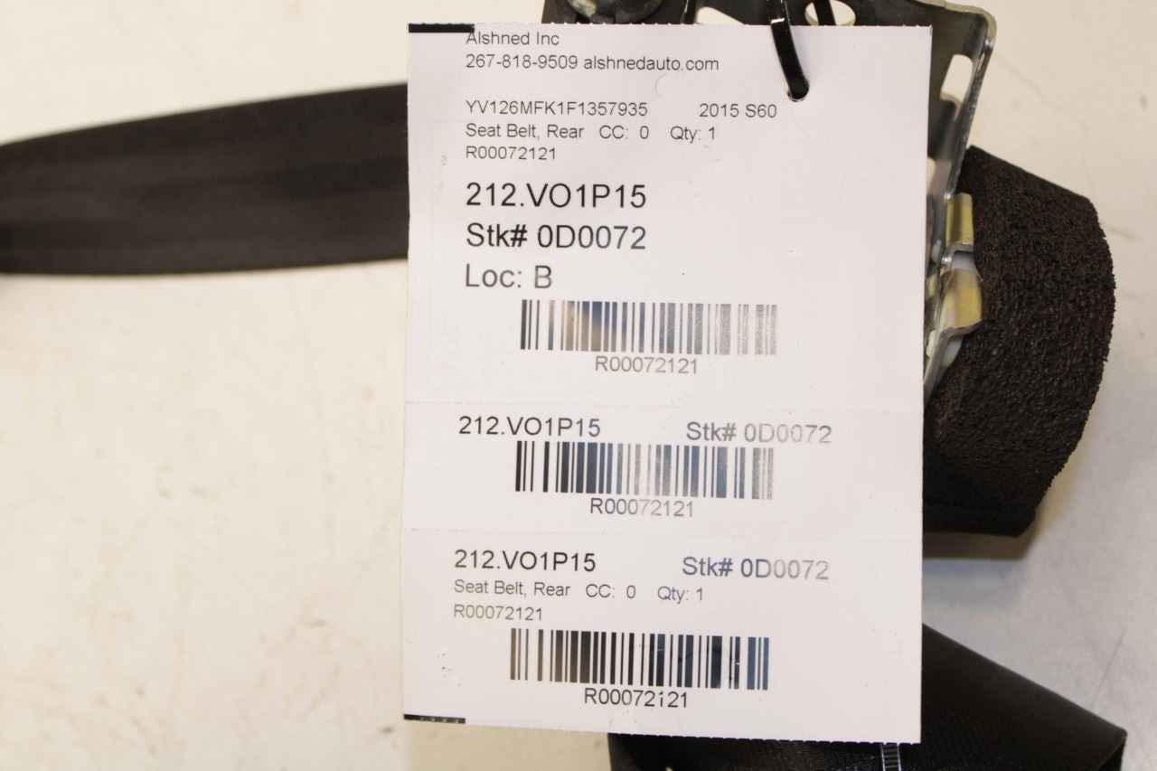 2015-2016 Volvo S60 T5 Premier 2.0L FWD Rear Center 2nd Row Seat Belt Retractor - Alshned Auto Parts