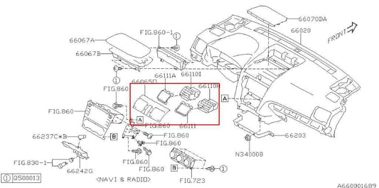 17-21 Subaru WRX Premium Center Dash Air Vent Grille w/ Hazard Switch 66110SG000 - Alshned Auto Parts