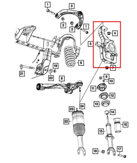 2011-20 Ram 1500 Classic 4WD Front Right Side Spindle Knuckle Hub 68044704AD OEM - Alshned Auto Parts