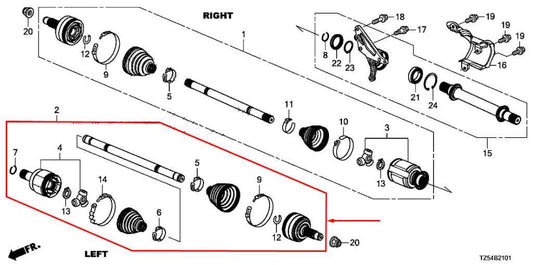 2016-20 Acura MDX Advance AWD Front Left CV Axle Drive Half Shaft 44306-TZ5-A31 - Alshned Auto Parts