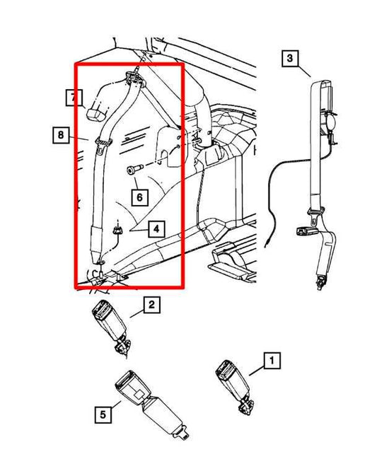 11-18 Jeep Wrangler Sahara Rear Left 2nd Row Seat Belt Retractor 1SY99DX9AC OEM - Alshned Auto Parts