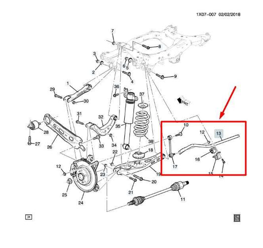 2018-24 Chevrolet Equinox LT AWD Rear Stabilizer Sway Anti-Roll Bar 84213411 OEM - Alshned Auto Parts