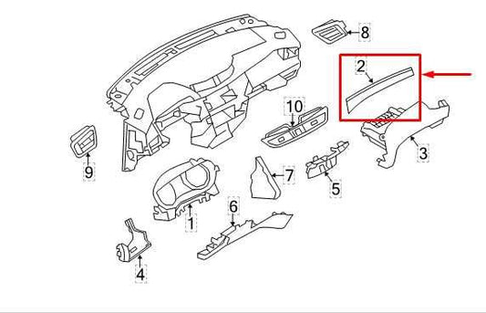 2017-2022 Nissan Rogue Sport SL AWD Dashboard Panel Trim Bezel 68411-4EH1A OEM - Alshned Auto Parts