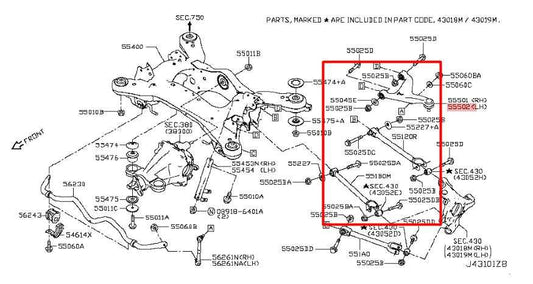 14-23 Infiniti Q50 Luxe RWD Rear Left Suspension Control Arm Upper and Lower Set - Alshned Auto Parts