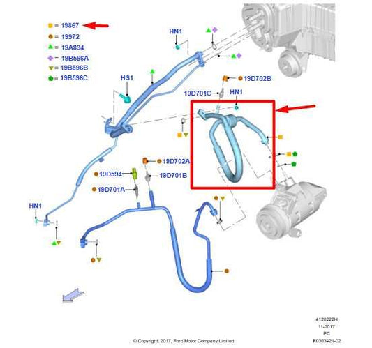 2018-2020 Ford F150 XL 2.7L AC Refrigerant Suction Hose Tube JL3H-19N617-KF OEM - Alshned Auto Parts
