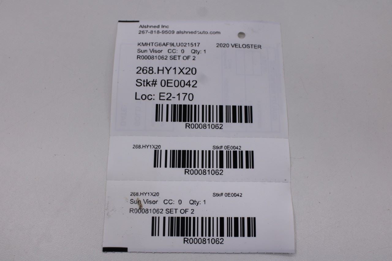 2019-21 Hyundai Veloster 2.0L Front Right and Left Side Sun Visor Set w/ Mirror - Alshned Auto Parts