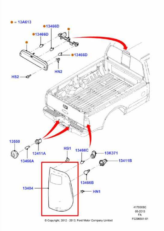 2008-2016 Ford F250 SD Rear Left Driver Side Tail Light Lamp 7C34-13B505-A OEM - Alshned Auto Parts