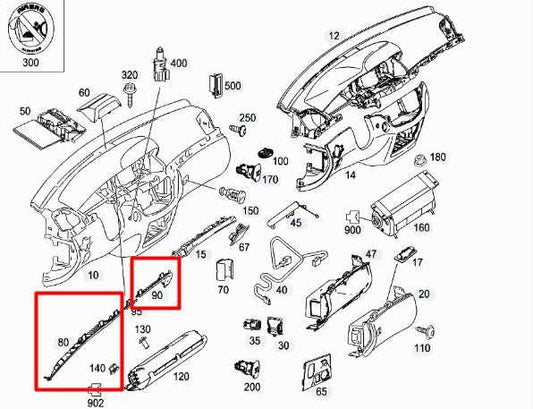 07-13 Mercedes-Benz S550 Dash Air Vent Molding Trim Grille Set 2216890908 *ReaD* - Alshned Auto Parts