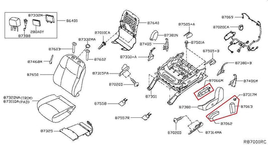2016-2020 Infiniti QX60 Front Left Side Power Seat Control Switch 87066-1AB0A - Alshned Auto Parts