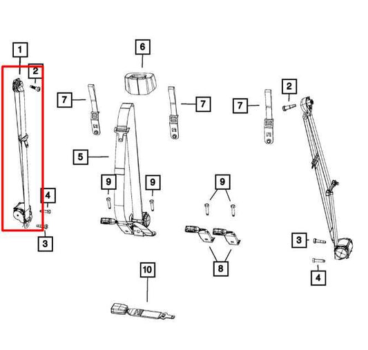 13-19 Ram 1500 Laramie Crew Cab 4WD Rear Right Side 2nd Row Seat Belt Retractor - Alshned Auto Parts