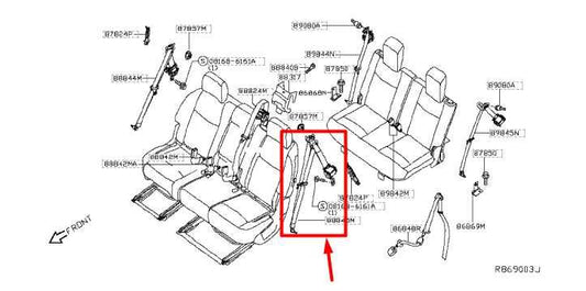 2014-20 Infiniti QX60 Rear Left Side 2nd Row Seat Belt Retractor 88845-3JA1B OEM - Alshned Auto Parts
